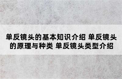 单反镜头的基本知识介绍 单反镜头的原理与种类 单反镜头类型介绍